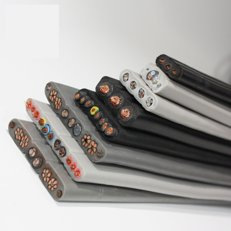 Flat elevator cable with steel wire tensile, shielding layer, coaxial cable TVVBPG-TV