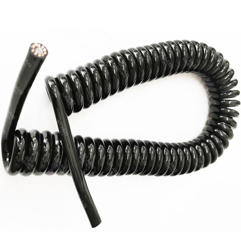Polyurethane sheathed spiral cable