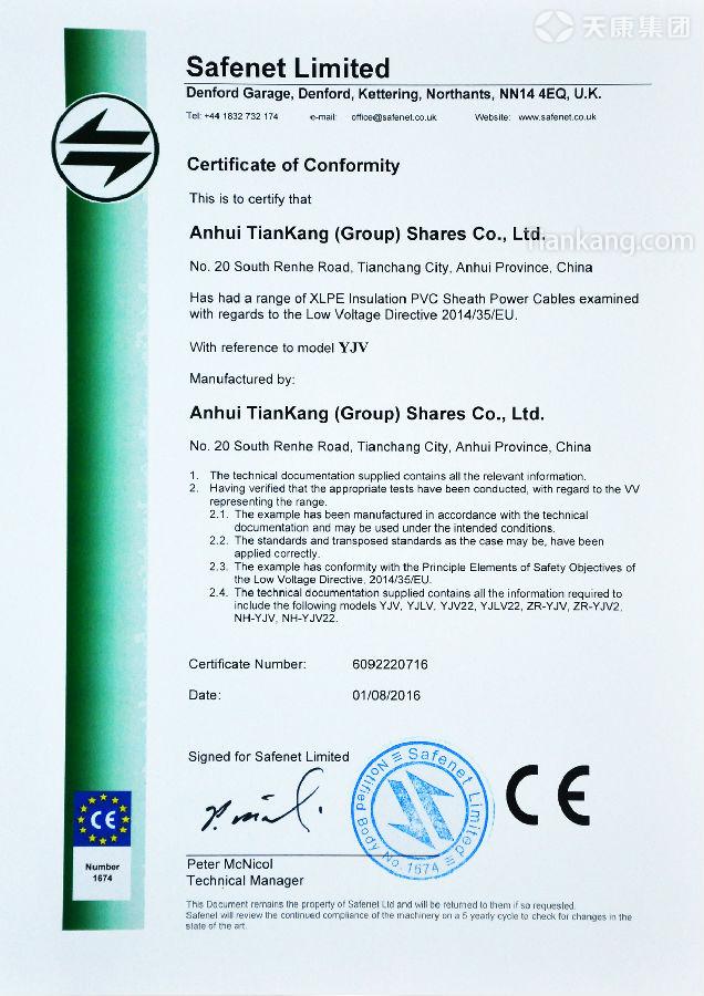 XLPE insulation and sheath Power cable(YJV)